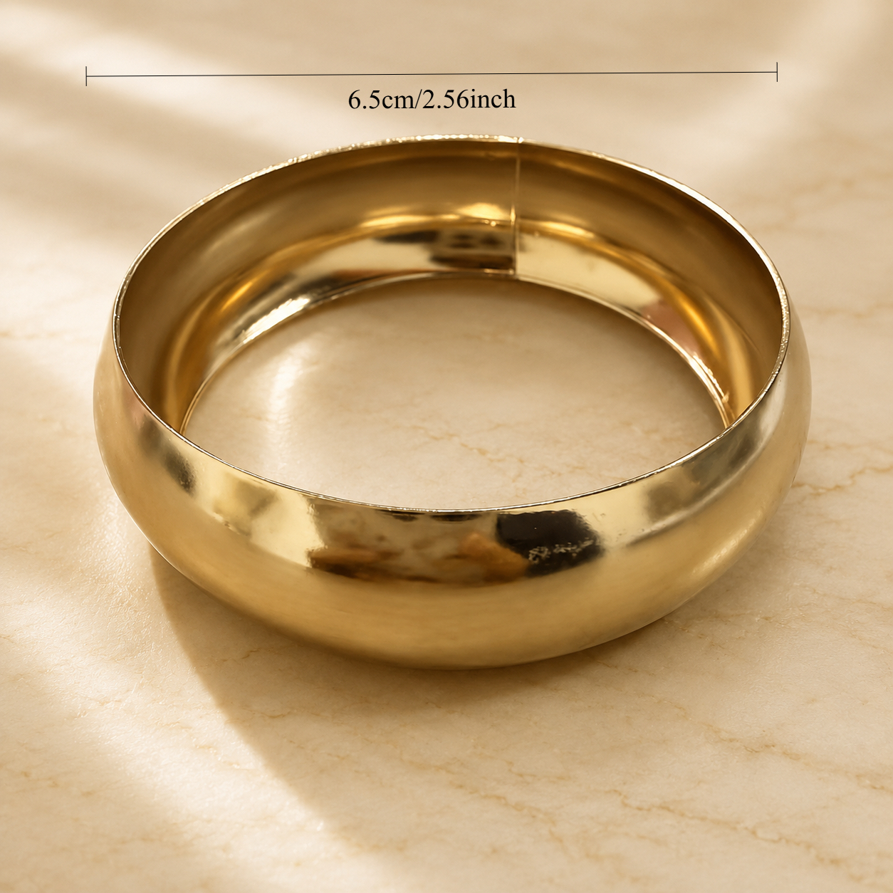 Chunky Golden Tone Dome Bangle Bracelet for Women